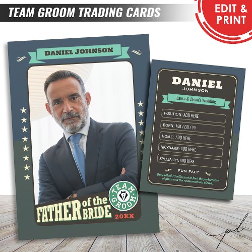 Custom Team Groom Cards Groomsmen Trading Cards