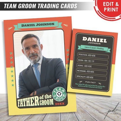 Custom Team Groom Cards Groomsmen Trading Cards