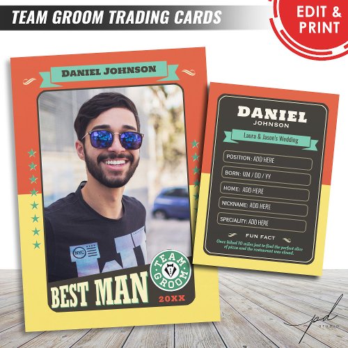 Custom Team Groom Cards Groomsmen Trading Cards