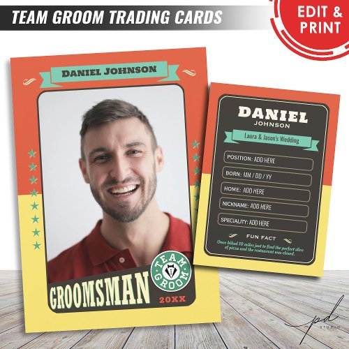 Custom Team Groom Cards Groomsmen Trading Cards