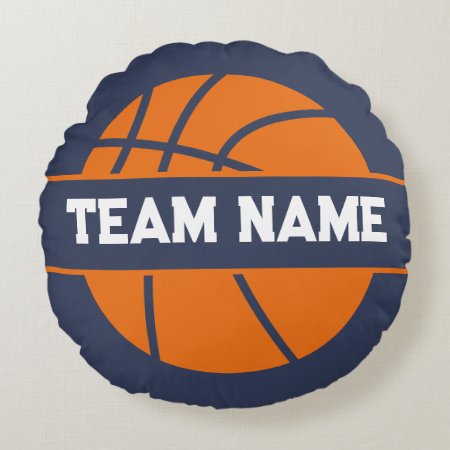 Custom Team | Name | Number | Basketball Logo Round Pillow