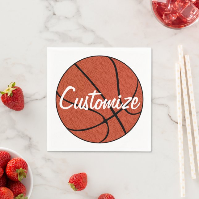 Custom Team Name or Text Basketball Team Party Napkins (Insitu)