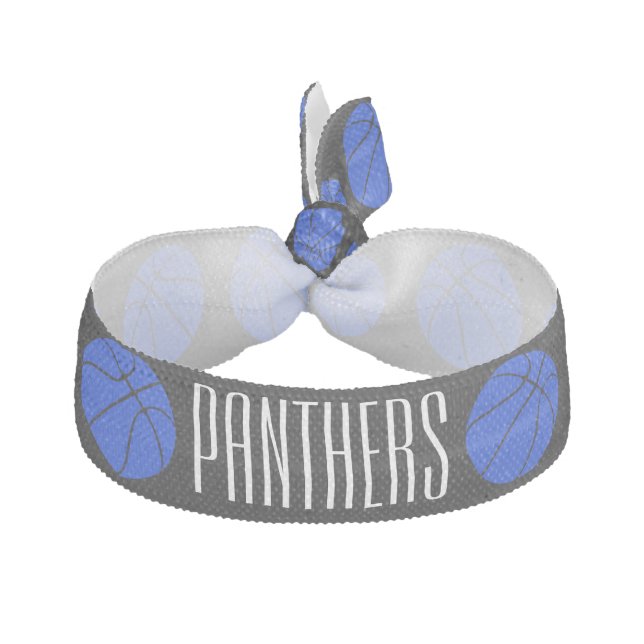 Custom Team Name or Text Blue Basketball Hair Ties (Front)