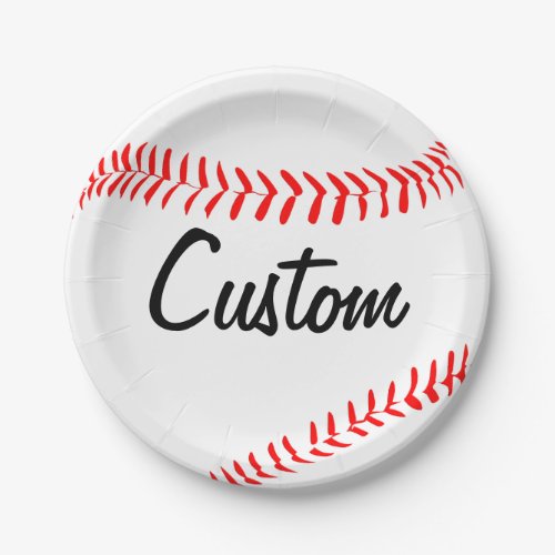 Custom Team NameText Baseball Party Paper Plates