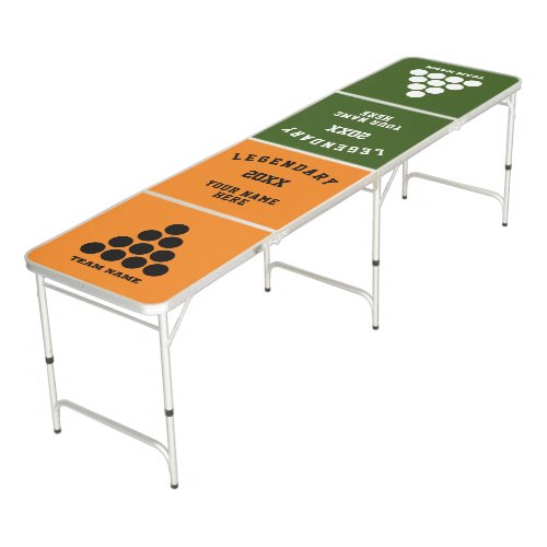 Custom team name two color champion foldable beer pong table