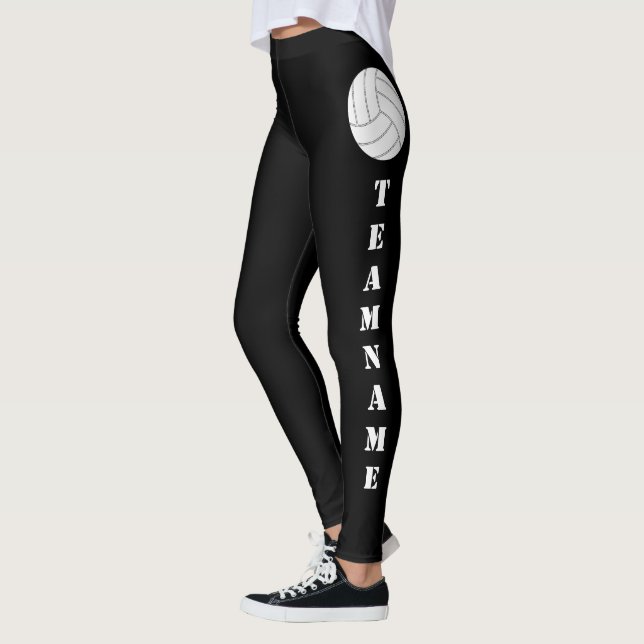 CUSTOM Team Name Vertical Text Volleyball Leggings (Left)