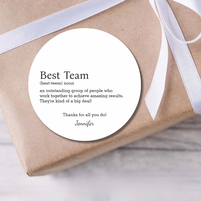 Custom Team Name Work Team Coworkers Teammate Classic Round Sticker (Creator Uploaded)