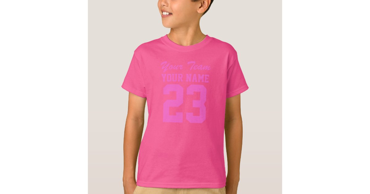 Custom Team Pink Girls Name Kids Sports Jersey T Shirt Zazzle Com