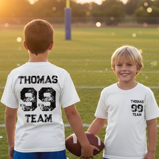 Custom team uniform number name grunge t-shirt (Creator Uploaded)