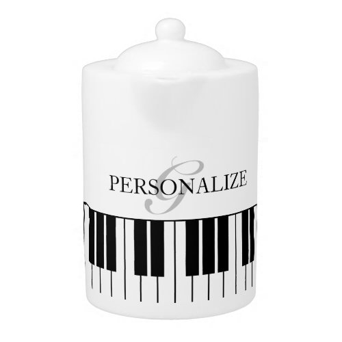 Custom teapot with black  white grand piano keys 