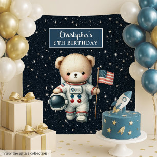 Custom Teddy Bear Astronaut Birthday Backdrop