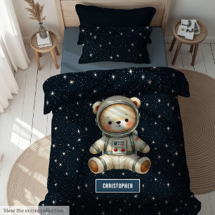 Custom Teddy Bear Astronaut Duvet Boy Room Decor Cover