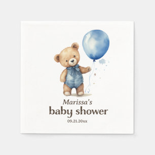 Custom Teddy Bear Baby Boy Shower Napkins