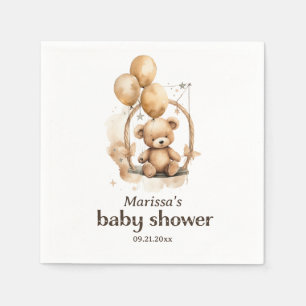 Custom Teddy Bear Gender Neutral Baby Shower Napkins