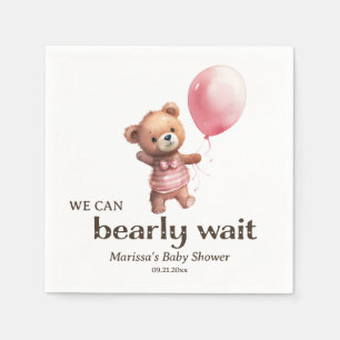 Custom Teddy Bear Girl Baby Shower Napkins