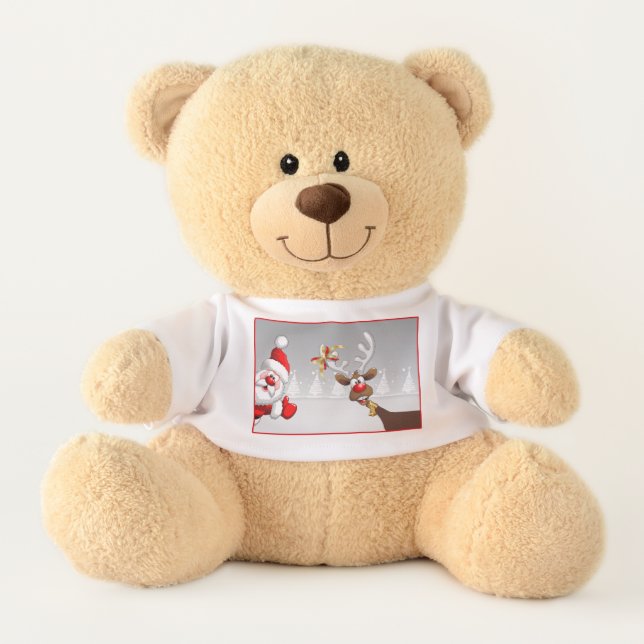 Custom Teddy Bear Merry Christmas Stuffed Animal (Front)