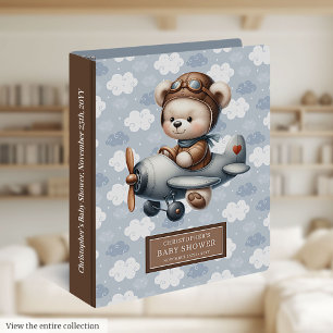Custom Teddy Bear Pilot Binder Baby Boy Keepsake