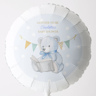 Custom Teddy Bear reading a book Baby Shower Balloon