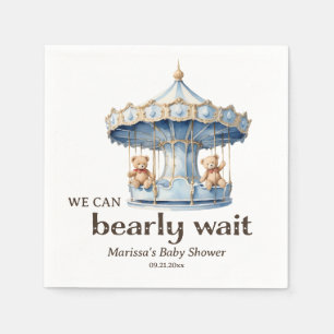 Custom Teddy Bear Twin Boys Baby Shower Napkins