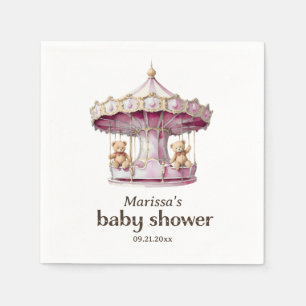 Custom Teddy Bear Twin Girl Baby Shower Napkins