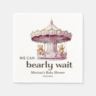 Custom Teddy Bear Twin Girls Baby Shower Napkins