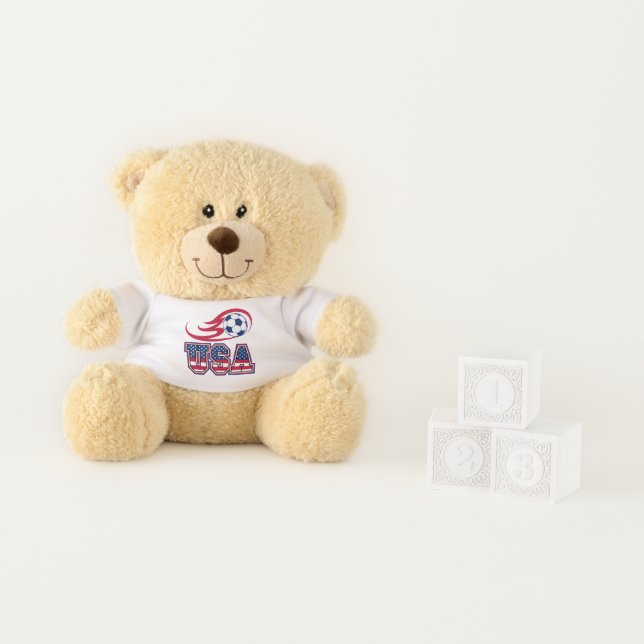 custom Teddy Bear - USA Fireball Football Jersey (In Situ)