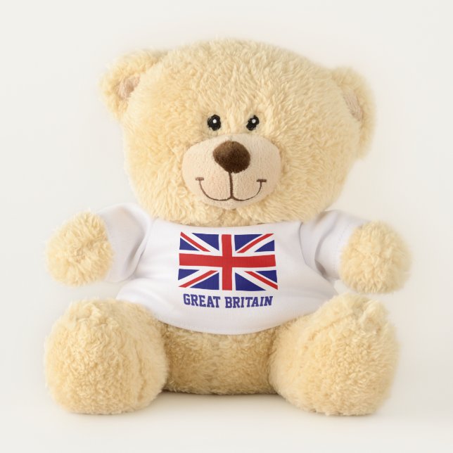 Custom teddy bear with British Union Jack flag (Front)