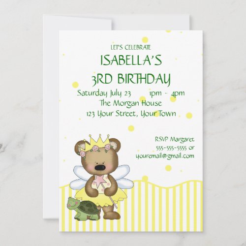 Custom Teddy Bear Yellow Fairy Princess Custom Announcement