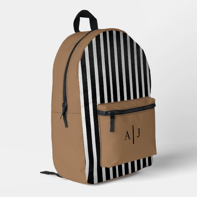 Custom Teen Backpack – Mocha Brown with Initials (Back Corner Left)