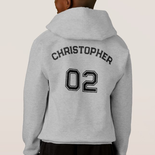 Custom Teen Toddler Kids Boy Name Jersey Number Hoodie (Back)