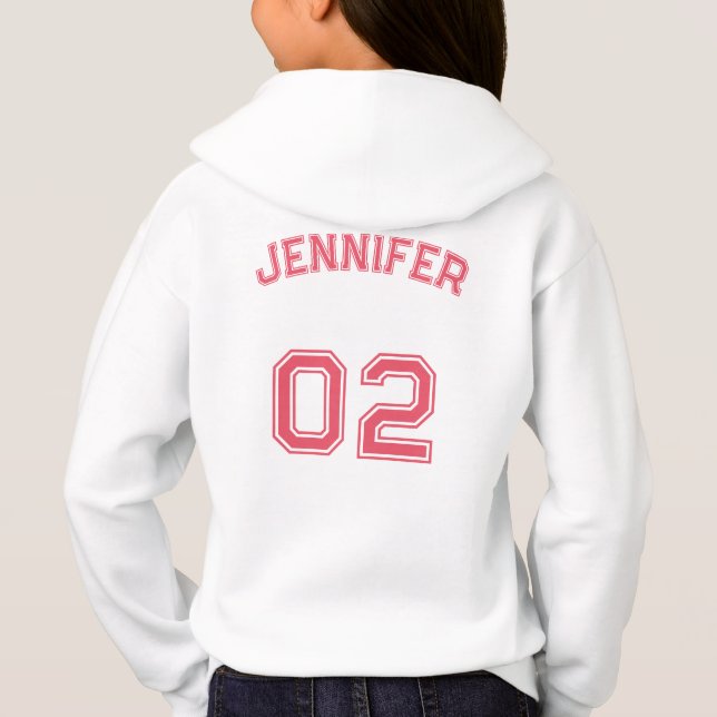 Custom Teen Toddler Kids Girl Name Jersey Number Hoodie (Back)