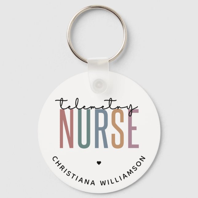 Custom Telemetry nurse Telemetry Nursing Gifts Keychain (Front)