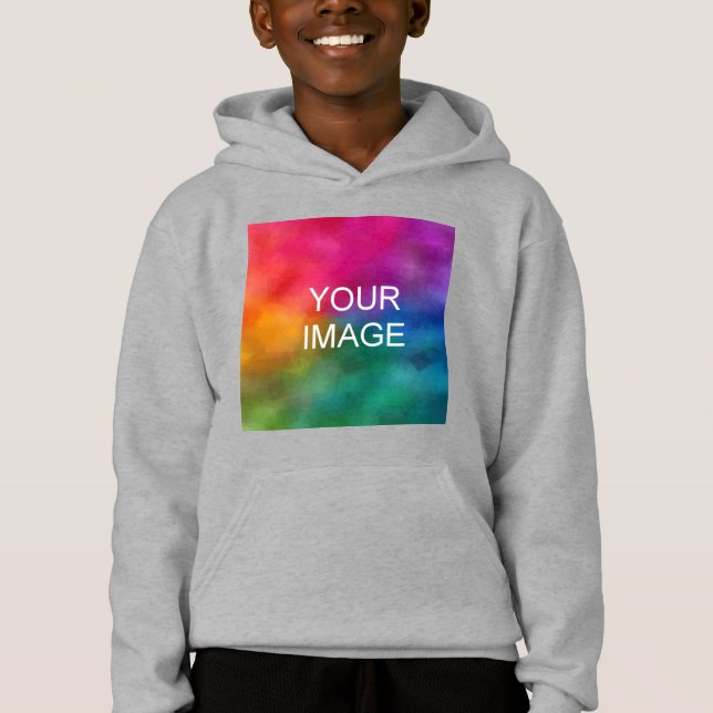 Custom Template Add Photo Text Kids Boys Hoodie (Front)