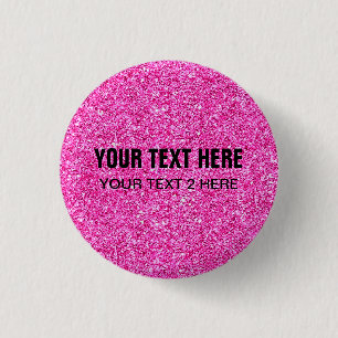 Custom Template Add Your Text Pink Glitter Look Button