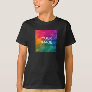Custom Template Boys Front Design Print Black T-Shirt