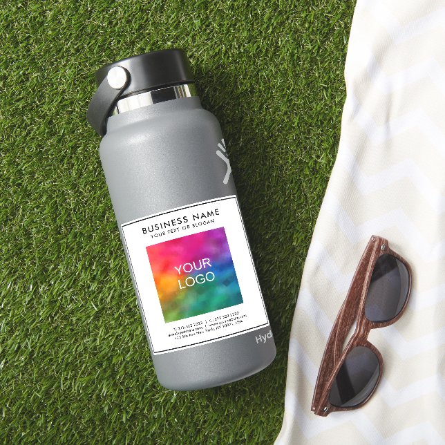 Custom Template Business Logo Text White Small Sticker (HydroFlask Insitu)