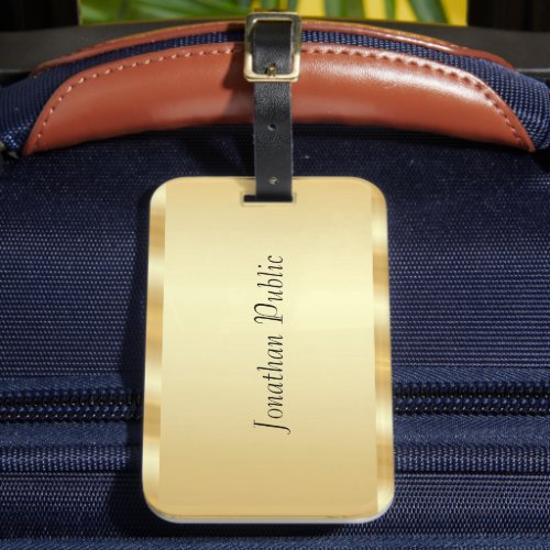 Custom Template Calligraphy Script Name Faux Gold Luggage Tag