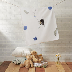 Custom template coastal seashell marine minimalist baby blanket