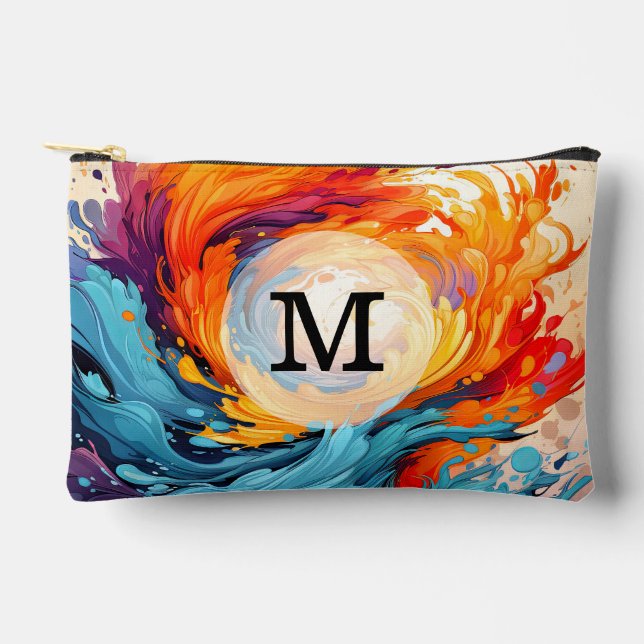 Custom Template Colorful Abstract Wavy Pattern Accessory Pouch (Front)