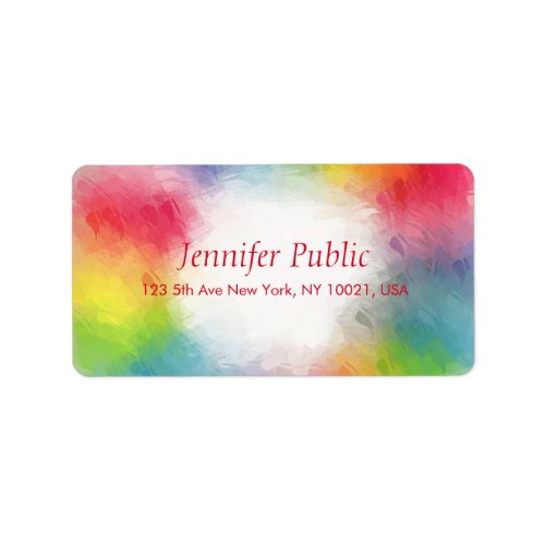 Custom Template Colorful Modern Rainbow Abstract Label