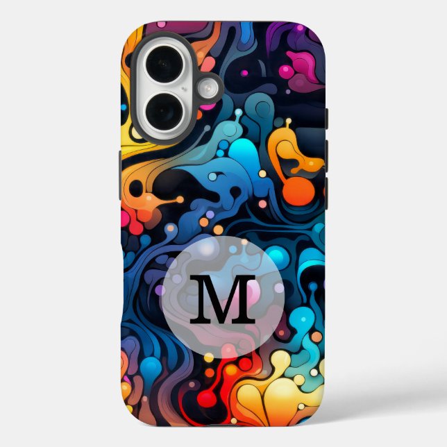 Custom Template Colorful Wavy Pattern Case-Mate iPhone Case (Back)