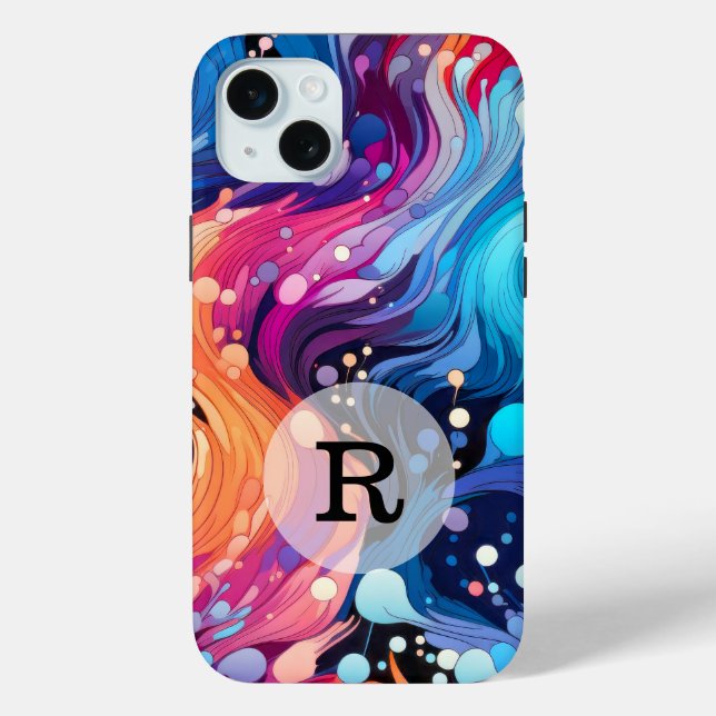 Custom Template Colorful Wavy Pattern Case-Mate iPhone Case (Back)