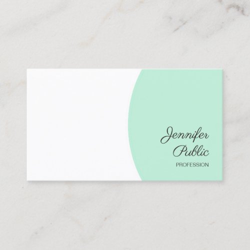 Custom Template Elegant Mint Green White Modern Business Card