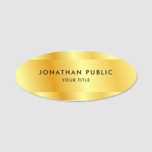 Custom Template Elegant Modern Trendy Faux Gold Name Tag