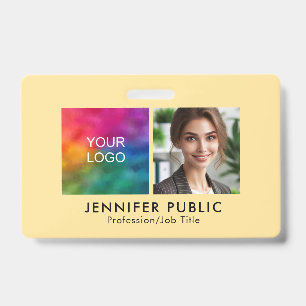 Custom Template Employee Photo Company Logo Gold Badge