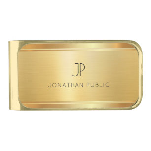Custom Template Faux Gold Elegant Modern Trendy Gold Finish Money Clip