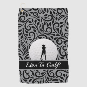 Custom Template Golfer Elegant Lady Black Gray Golf Towel