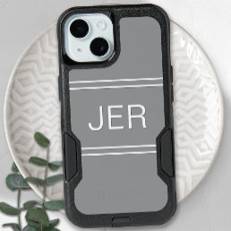 Custom Template Gray Monogrammed Initials Modern iPhone 15 Plus Case