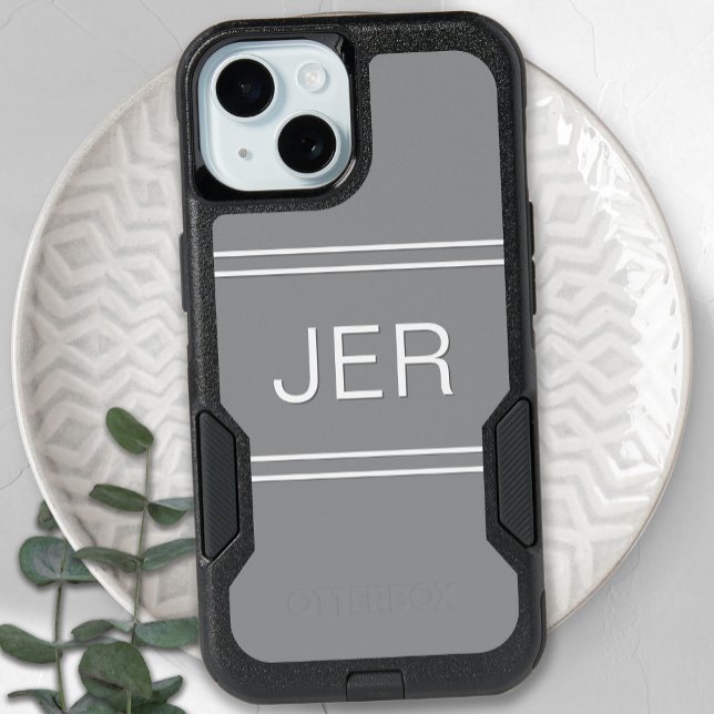 Custom Template Gray Monogrammed Initials Modern Otterbox iPhone Case (Creator Uploaded)