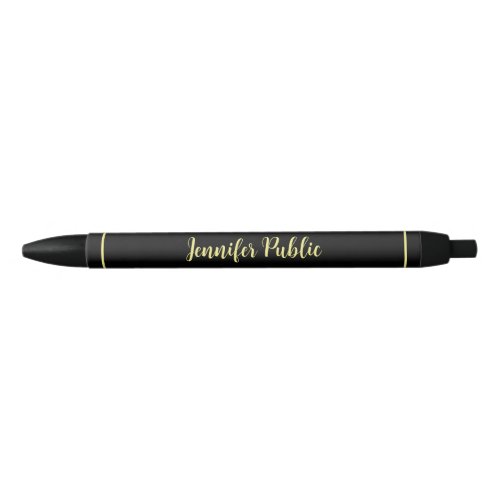 Custom Template Handwritten Name Black And Gold Black Ink Pen